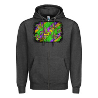 Charcoal Heather mardi gras fleur de lis background Zipper Hoodie - Jasminsmagicworld