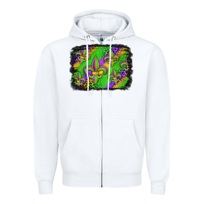 Mardi Gras Fleur De Lis Background Zipper Hoodie by Jasminsmagicworld | Teevron