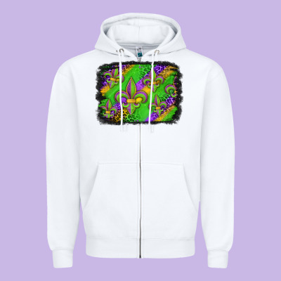 Mardi Gras Fleur De Lis Background Zipper Hoodie Designed By Jasminsmagicworld