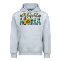 Heather Grey Western Blessed Mama with Leopard and Sunflower Urban Hoodie - texasbilliewilder