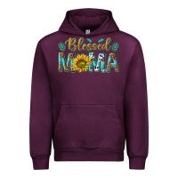 Mauve Wine Western Blessed Mama with Leopard and Sunflower Urban Hoodie - texasbilliewilder