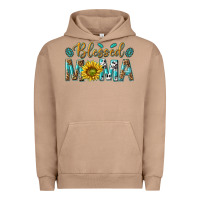 Pigment Burro Western Blessed Mama with Leopard and Sunflower Urban Hoodie - texasbilliewilder