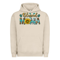 Pigment French Oak Western Blessed Mama with Leopard and Sunflower Urban Hoodie - texasbilliewilder
