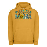 Pigment Peanut Butter Western Blessed Mama with Leopard and Sunflower Urban Hoodie - texasbilliewilder