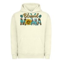 Pigment Pistachio Western Blessed Mama with Leopard and Sunflower Urban Hoodie - texasbilliewilder
