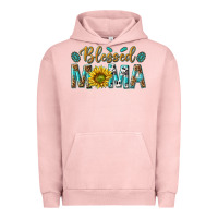 Pigment Salmon Western Blessed Mama with Leopard and Sunflower Urban Hoodie - texasbilliewilder