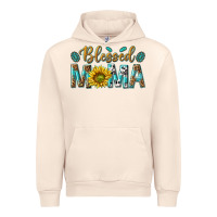 Sandshell Western Blessed Mama with Leopard and Sunflower Urban Hoodie - texasbilliewilder