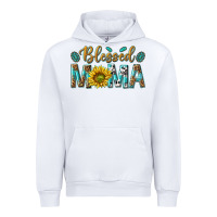 White Western Blessed Mama with Leopard and Sunflower Urban Hoodie - texasbilliewilder
