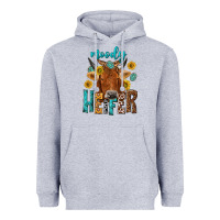 Heather Grey moody cow Heavyweight Hoodie - NancyCooperArtShop