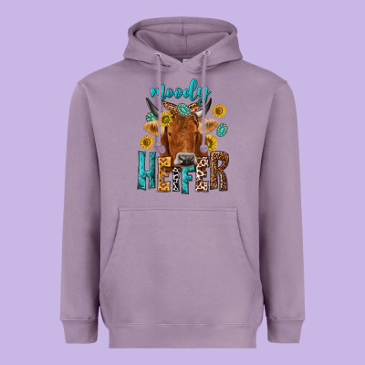 Moody Cow Heavyweight Hoodie Designed By Nancycooperartshop