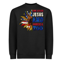 Black She loves Jesus and America too 4th of july Heavyweight Sweatshirt - CowGirlArtShop