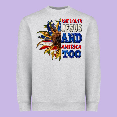 She Loves Jesus And America Too 4th Of July Heavyweight Sweatshirt Designed By Cowgirlartshop