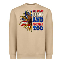 Mushroom She loves Jesus and America too 4th of july Heavyweight Sweatshirt - CowGirlArtShop