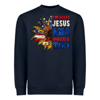 Navy She loves Jesus and America too 4th of july Heavyweight Sweatshirt - CowGirlArtShop