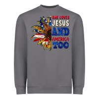 Storm She loves Jesus and America too 4th of july Heavyweight Sweatshirt - CowGirlArtShop