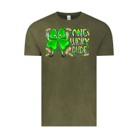 Vintage Olive one lucky dude Vintage Tee - RacoonDesign