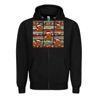 Black christmas turquoise serape highland cow Zipper Hoodie - BarkalooDesign