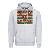 Heather Grey christmas turquoise serape highland cow Zipper Hoodie - BarkalooDesign