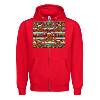 Red christmas turquoise serape highland cow Zipper Hoodie - BarkalooDesign