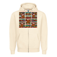 Sandshell christmas turquoise serape highland cow Zipper Hoodie - BarkalooDesign