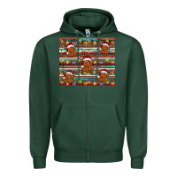Sports Green christmas turquoise serape highland cow Zipper Hoodie - BarkalooDesign