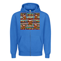 True Royal christmas turquoise serape highland cow Zipper Hoodie - BarkalooDesign
