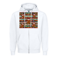White christmas turquoise serape highland cow Zipper Hoodie - BarkalooDesign