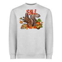 Heather Grey Fall Vibes Squirrel Heavyweight Sweatshirt - CowhideDigitalArt