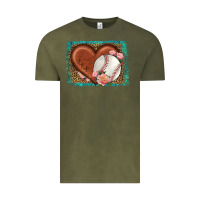Vintage Olive western leopard baseball heart Vintage Tee - HRA Design Shop