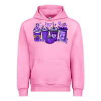 Fuchsia Pink Cancer coffee cups purple ribbon Urban Hoodie - NancyCooperArtShop