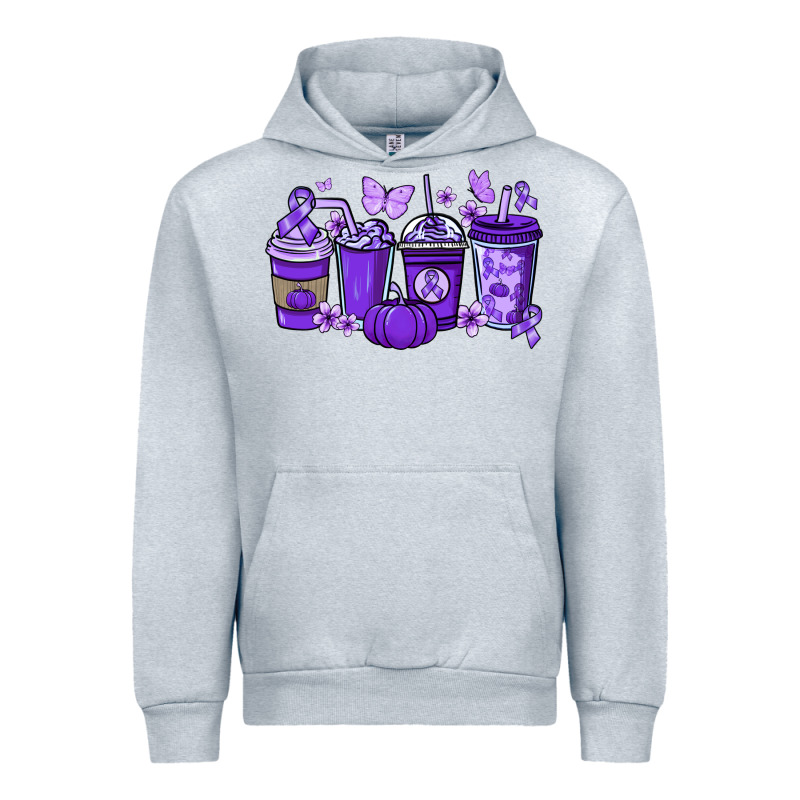 Cancer Coffee Cups Purple Ribbon Urban Hoodie by NancyCooperArtShop | Teevron