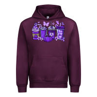 Mauve Wine Cancer coffee cups purple ribbon Urban Hoodie - NancyCooperArtShop