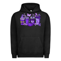 Pigment Black Cancer coffee cups purple ribbon Urban Hoodie - NancyCooperArtShop