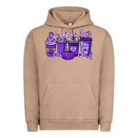 Pigment Burro Cancer coffee cups purple ribbon Urban Hoodie - NancyCooperArtShop