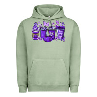 Pigment Oil Green Cancer coffee cups purple ribbon Urban Hoodie - NancyCooperArtShop