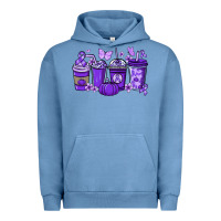 Pigment Pebble Blue Cancer coffee cups purple ribbon Urban Hoodie - NancyCooperArtShop