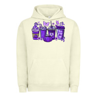 Pigment Pistachio Cancer coffee cups purple ribbon Urban Hoodie - NancyCooperArtShop
