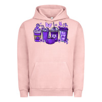 Pigment Salmon Cancer coffee cups purple ribbon Urban Hoodie - NancyCooperArtShop