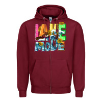 Burgundy Lake mode summer Zipper Hoodie - NancyCooperArtShop