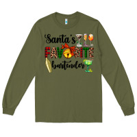 Army Green santa's favorite bartender Long Sleeve Tee - AdoDesignShop