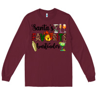 Burgundy santa's favorite bartender Long Sleeve Tee - AdoDesignShop