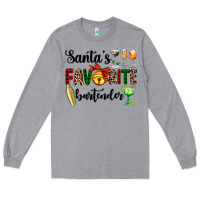 Heather Grey santa's favorite bartender Long Sleeve Tee - AdoDesignShop