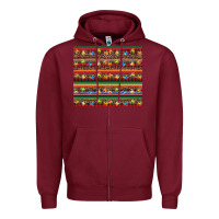 Burgundy Christmas lights serape Zipper Hoodie - BarkalooDesign