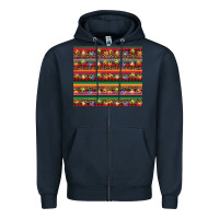 Navy Christmas lights serape Zipper Hoodie - BarkalooDesign