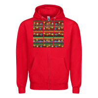 Red Christmas lights serape Zipper Hoodie - BarkalooDesign