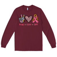 Burgundy peace love cure Long Sleeve Tee - JahusDesignShop