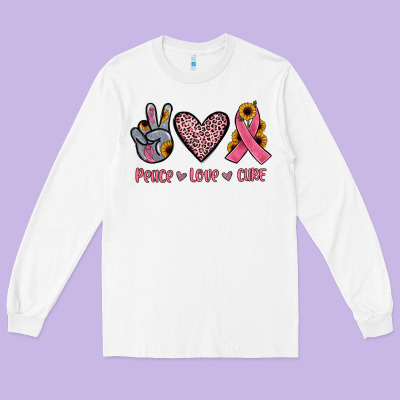 Peace Love Cure Long Sleeve Tee Designed By Jahusdesignshop