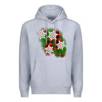 Heather Grey christmas patch Premium Hoodie - AdoDesignShop