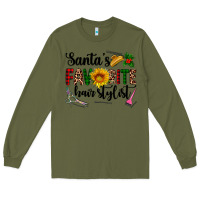 Army Green santa's favorite  hair stylist Long Sleeve Tee - AdoDesignShop