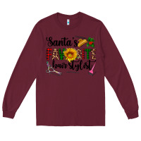 Burgundy santa's favorite  hair stylist Long Sleeve Tee - AdoDesignShop